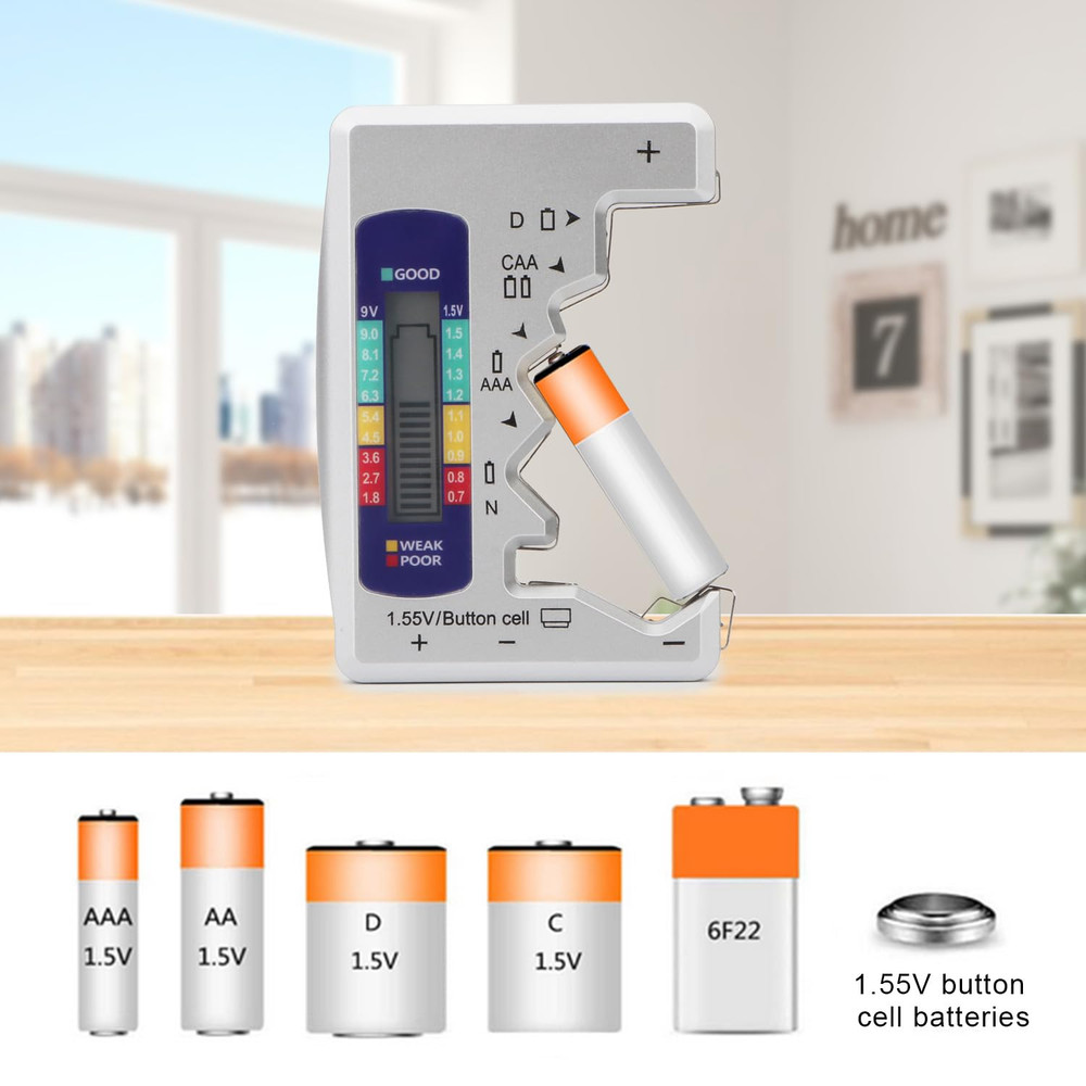 Battery Tester Digital Universal Batteries Checker Multi Purpose Small Batt...