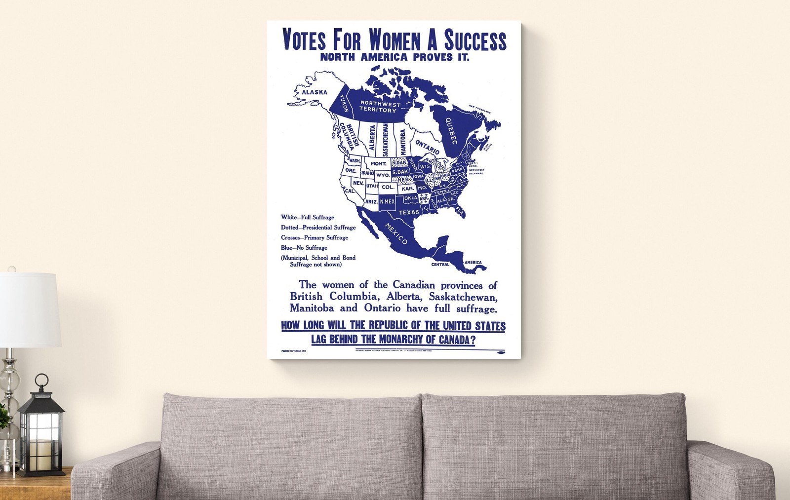 1917 Women’s Suffrage Victory Map – 19th Amendment & Women’s Rights History