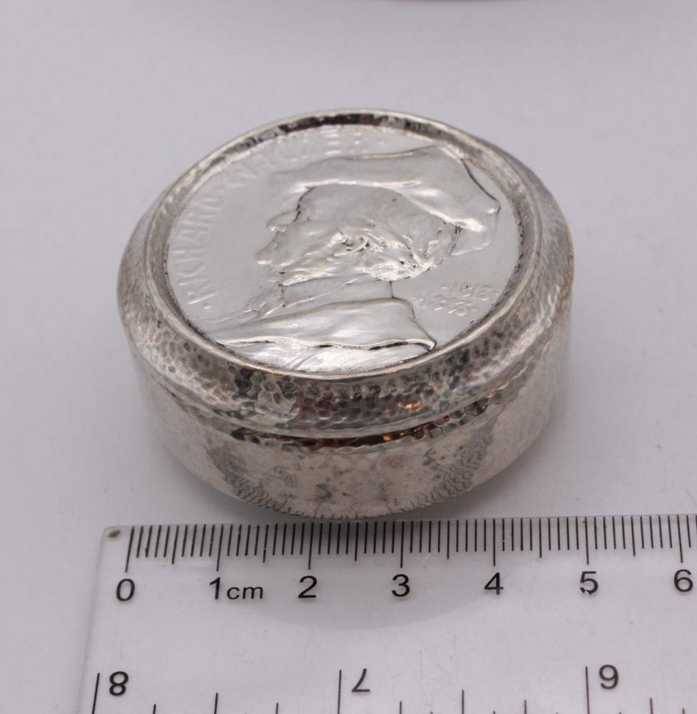 Richard Wagner Composer Commemorative German 800 Silver Box, 5 cm diameter