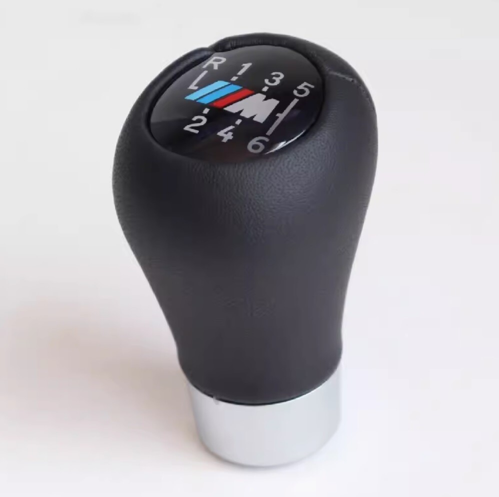 6 Speed Gear Shift Knob Black Leather for BMW E36 E46 M3 ZHP Z4 E90 E91 E92 ///M