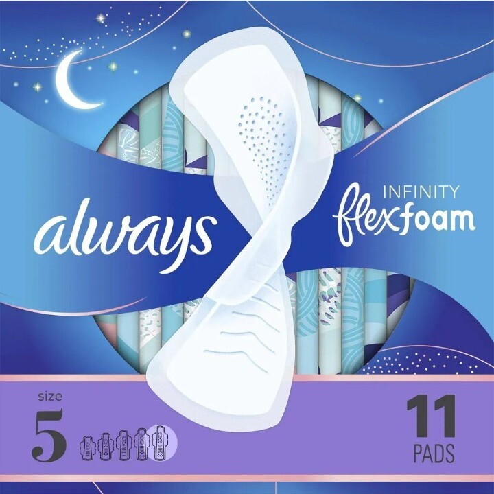 Always Size (5) ●INFINITY FLEX-FOAM● Up To ZERO FEEL! ZERO LEAKS! 11~COUNT Pads.