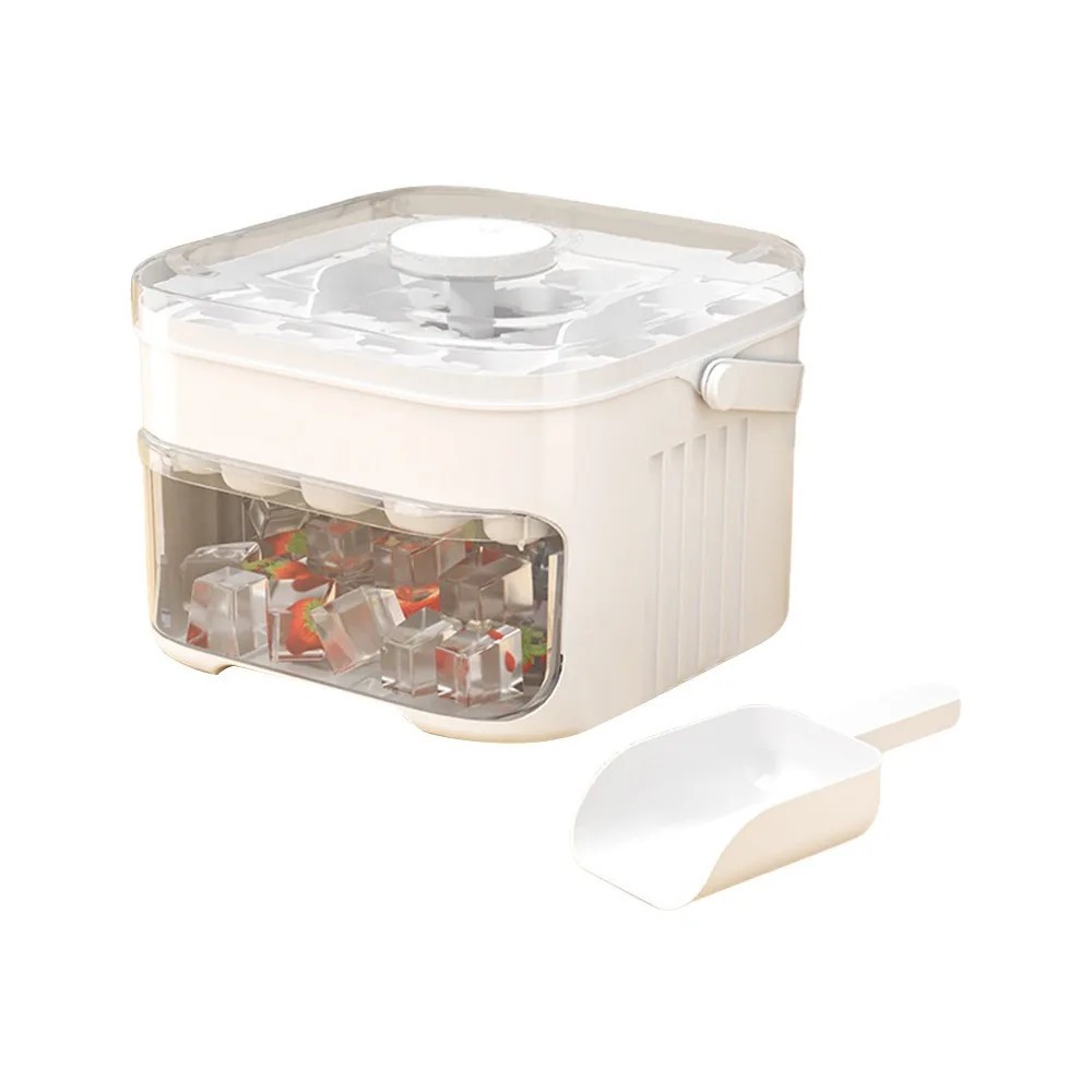 50-Cube Ice Maker Press Lid Double Layer Ice Storage Box Tray