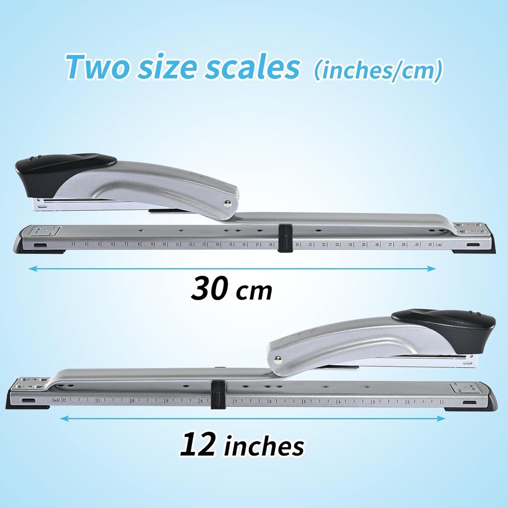 Long Reach Stapler,with 2000 Staples & Stapler Remover Full Silvery
