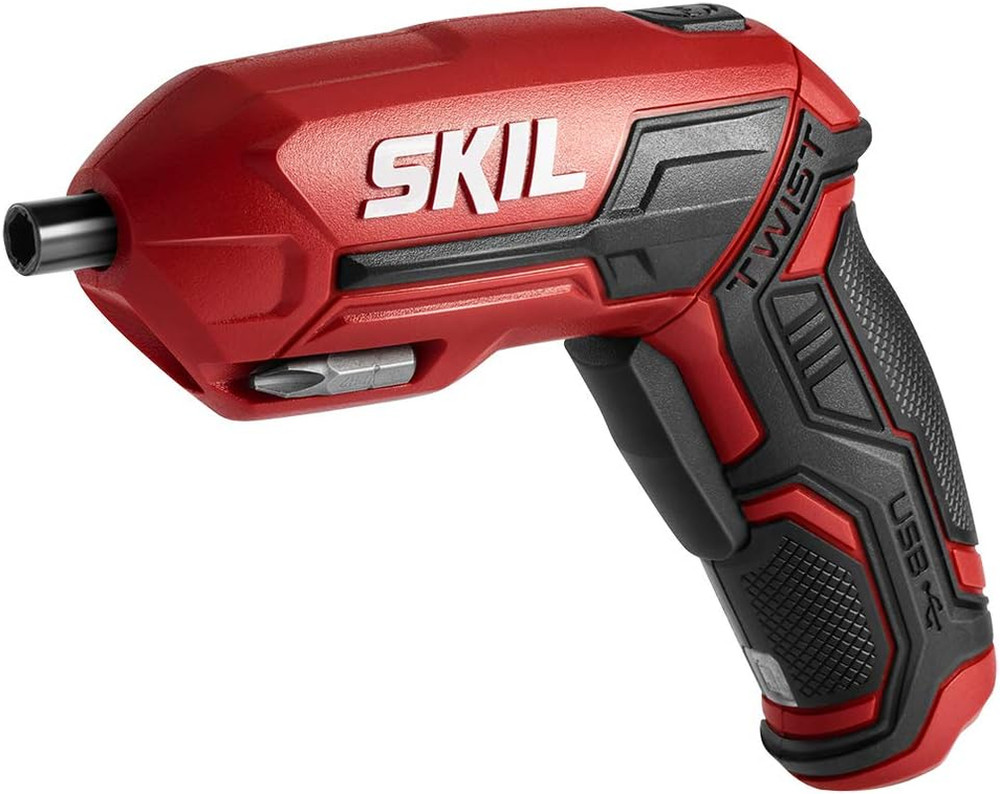 4V Pivot Grip Rechargeable Cordless Screwdriver, Includes 9Pcs Bit, 1Pc Bit Hold