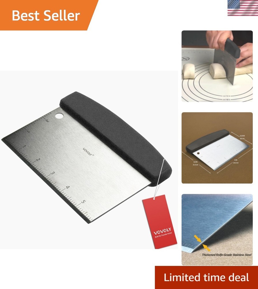 Multipurpose Bench Scraper Kitchen Utensil for Flat Top Griddle, Dough Scrape...