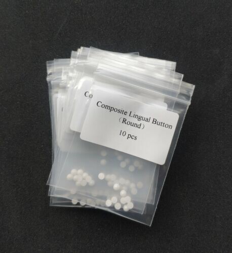 10Pcs/Pack Dental Orthodontic Ceramic Lingual Button Bondable Round Base Clear