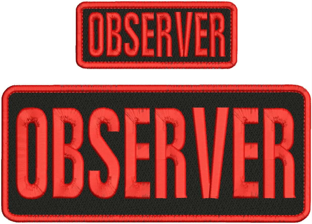 OBSERVER  EMBROIDERY PATCH 4X10 AND 2X5 HOOK ON BACK  BLK/RED