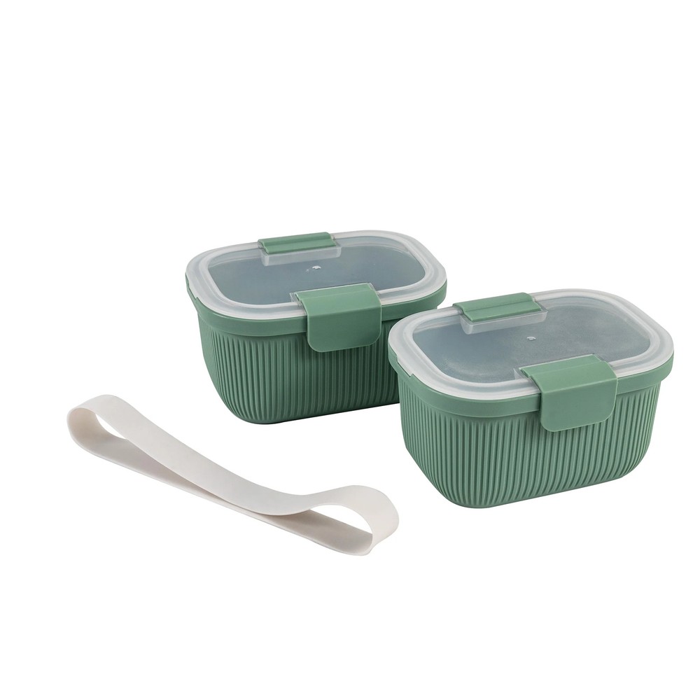 Mainstays Plastic Bento Snack Container, Rectangle, Green, 19oz