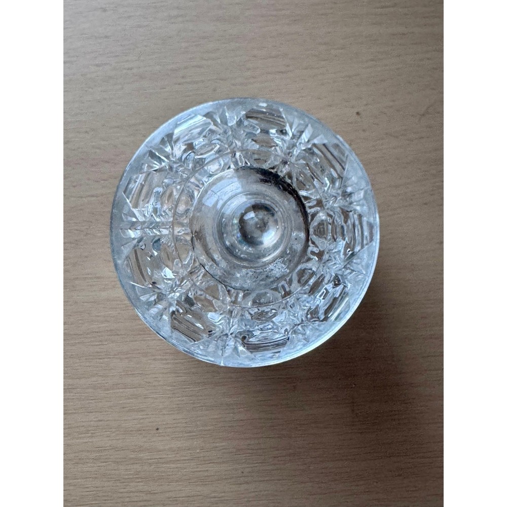 Vintage Clear Depression Glass Lidded Trinket Jar 4.5" Pressed Pattern