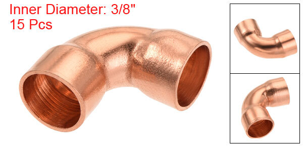 15 pack 90 Degrees Elbow Copper Pipe Fitting Brazing Connection 3/8 Inch ID