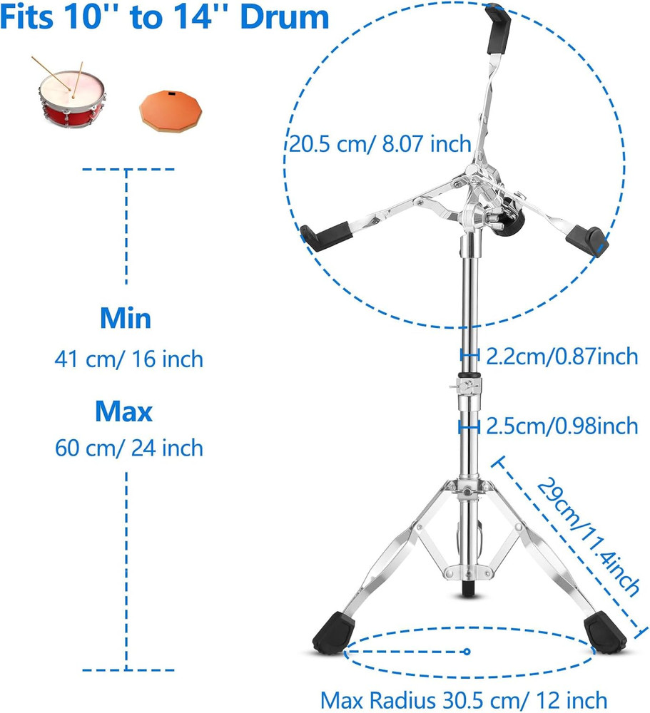 Double Braced Snare Drum Stand Adjustable 10-14 Inch