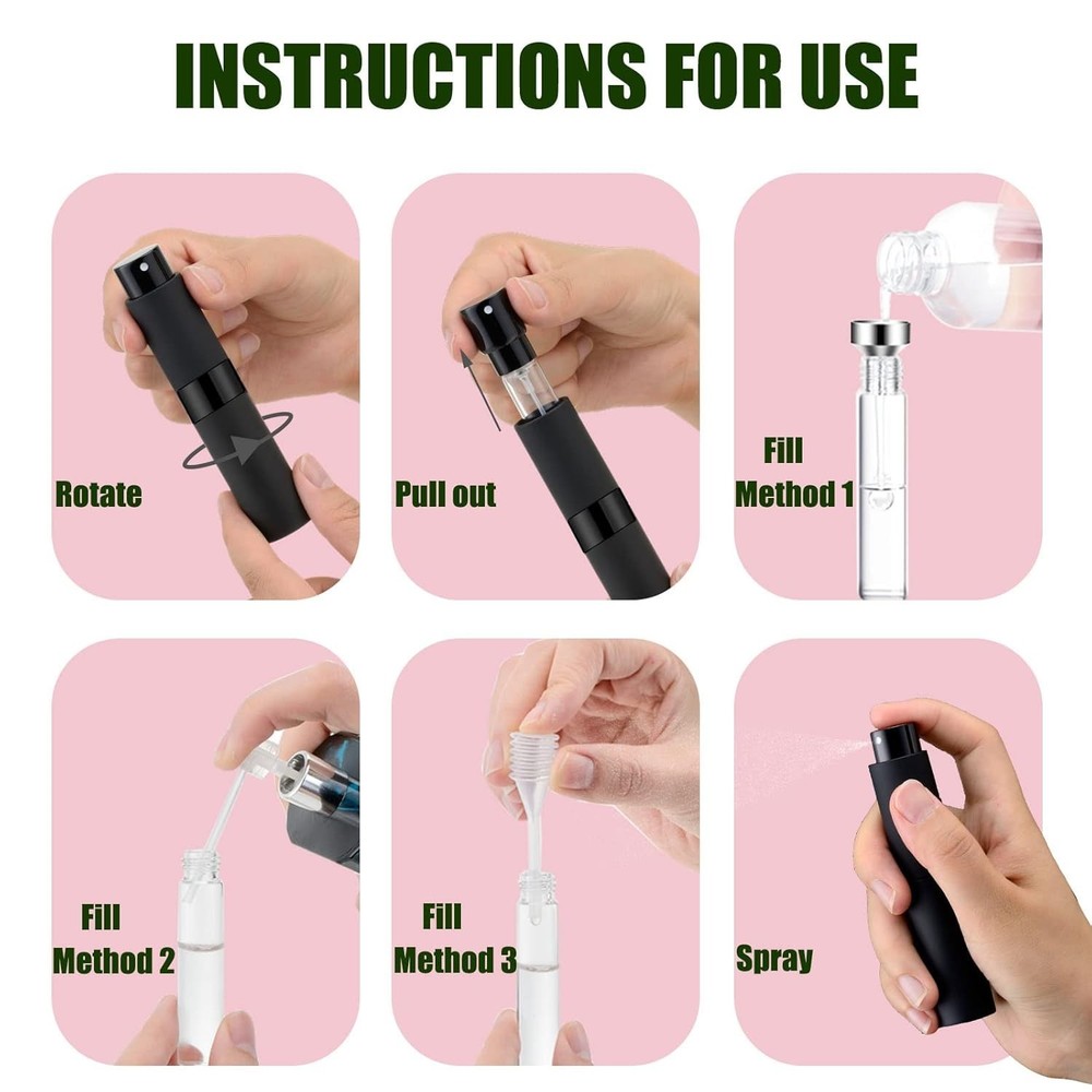 Elegant 14 PCS Portable Atomizer Perfume Bottles - 8ml Refillable Spray Set