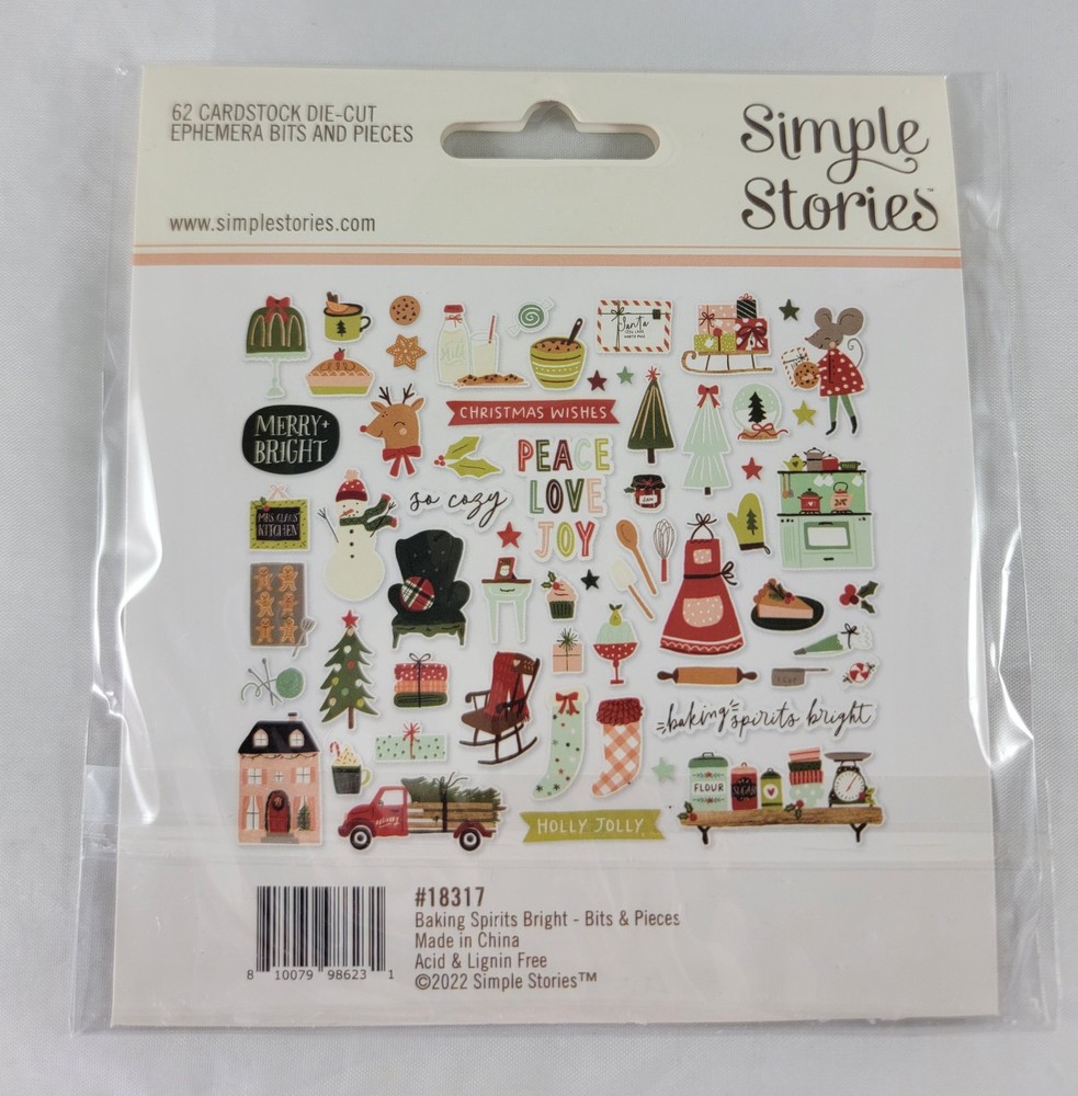 New Simple Stories Bits & Pieces - Baking Spirits Bright Ephemera