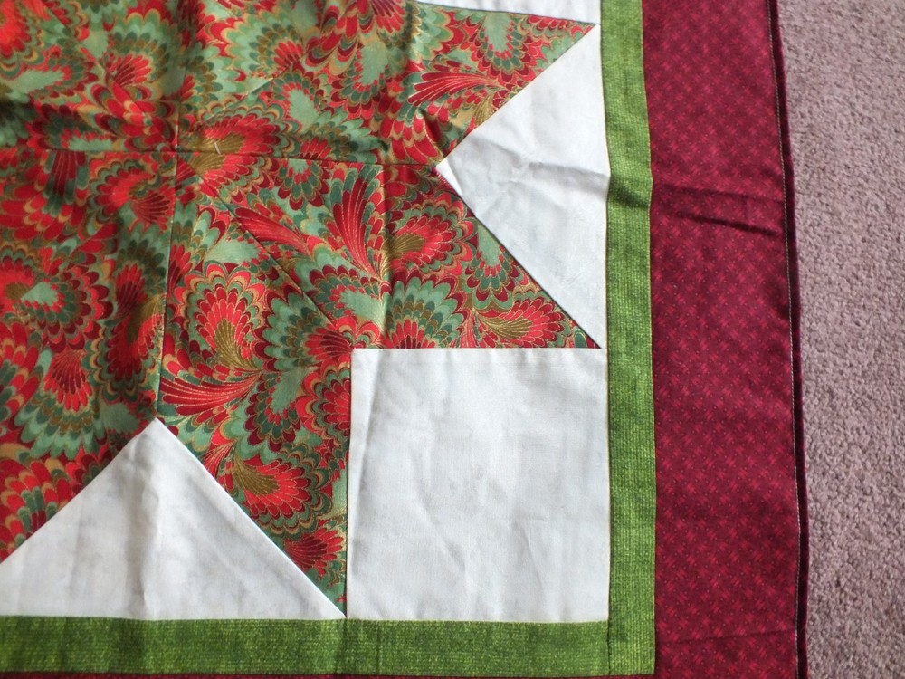 Beautiful Handmade Quilted Table Runner Multicolor 25x25" Reversible