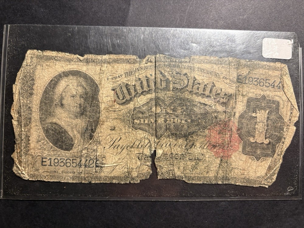 1891 $1 Martha Washington Silver Certificate — Circulated, Rough Life