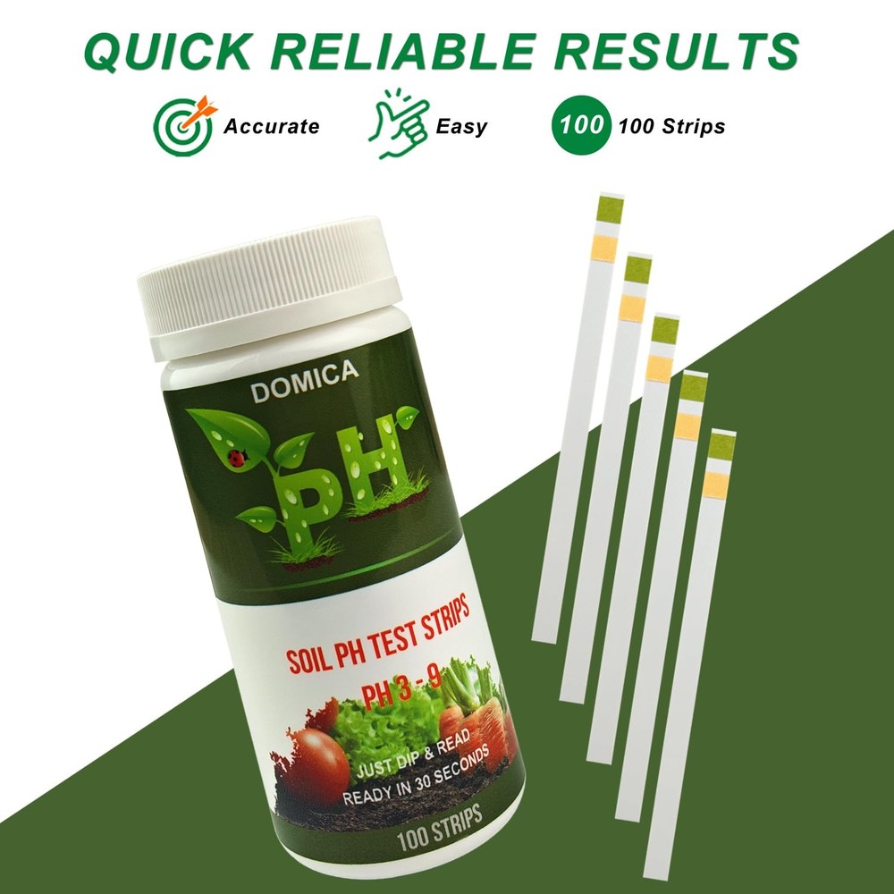 100 Soil Ph Test Strips (Ph 3-9) Soil Testing Paper, Mud Ph Tester for Garden