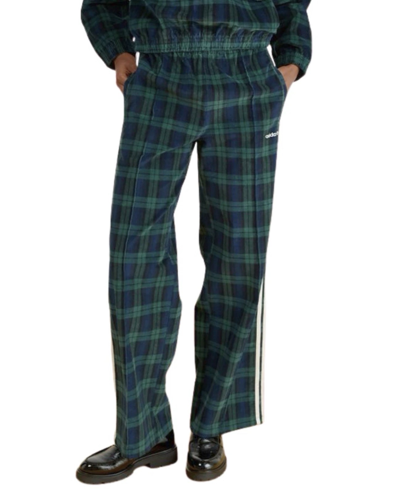 Adidas Originals Tartan Black Watch Plaid Corduroy Wide Leg Track Pant IX7415 M