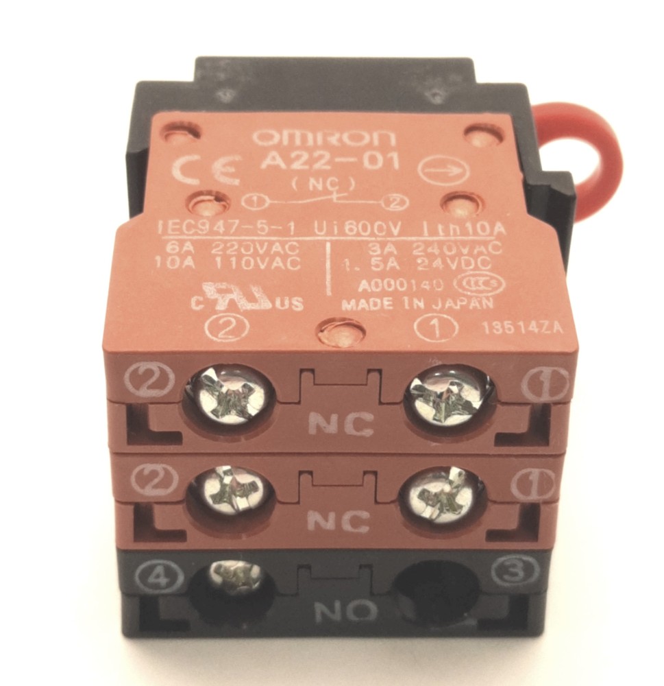 Omron A22TK-2LL-12-K01 Keylock Switch, Release Left, 2 Notch, DPST-NC+SPST-NO