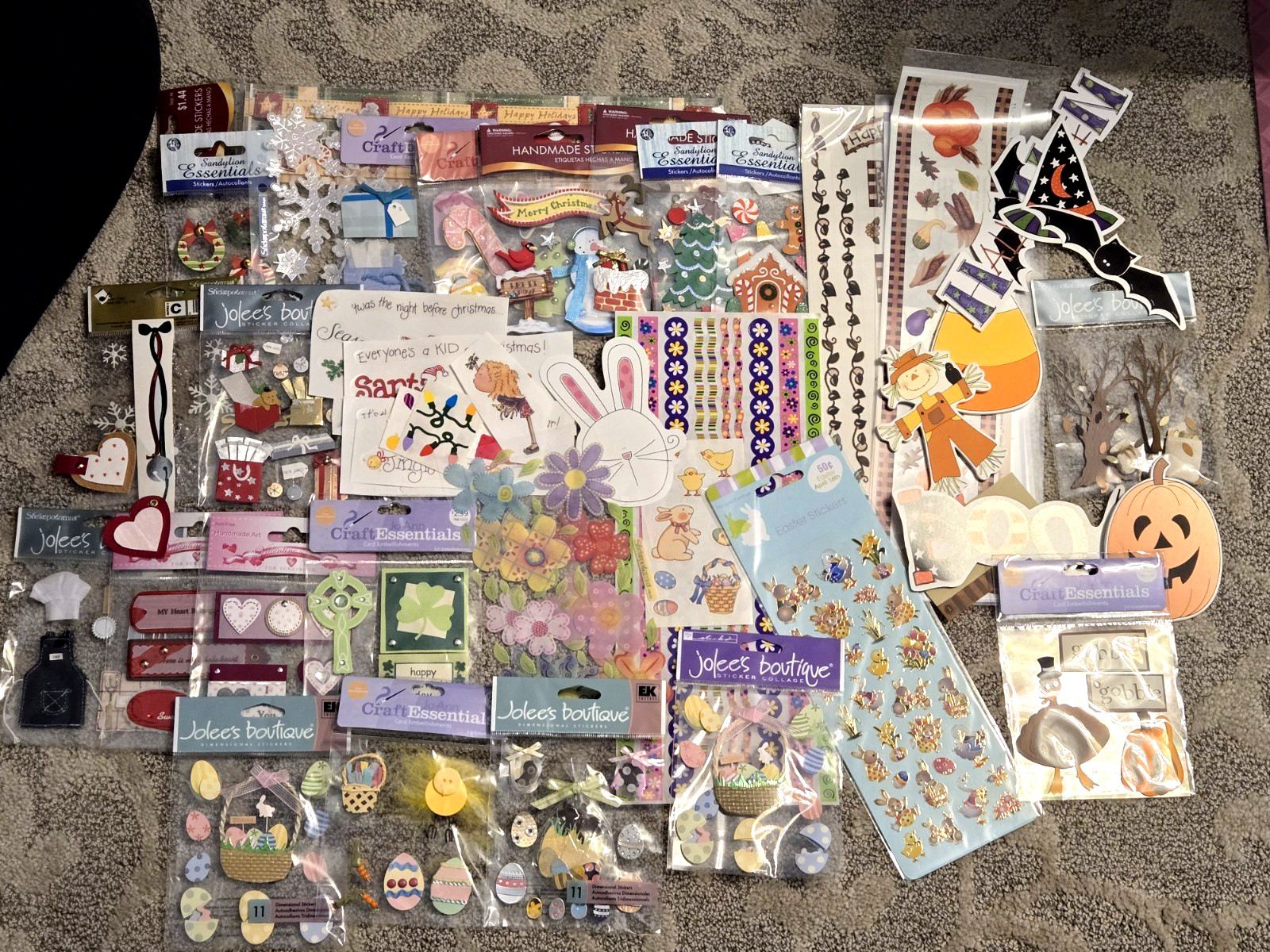 Holiday Sticker Lot Jolee's Christmas, Valentine's, Easter, Halloween, +++ NEW