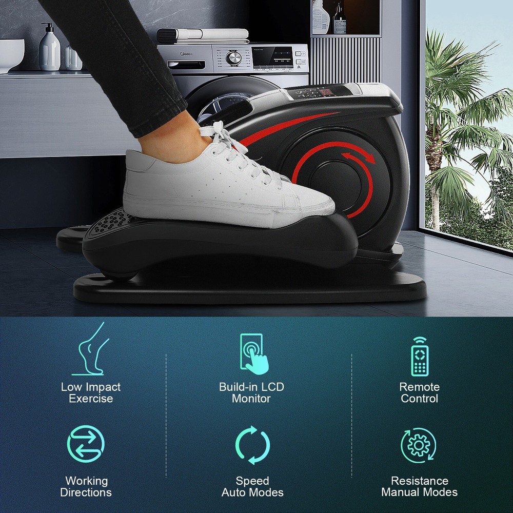 Under Desk Elliptical Electric Mini Ellipse Leg Exerciser w/Remote Control & LCD