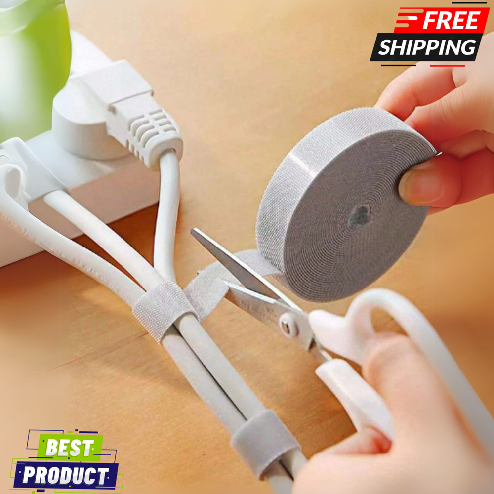 1 M Cable Organizer Hook & Loop Double-Sided Self Gripping Travel Data Cable Tie