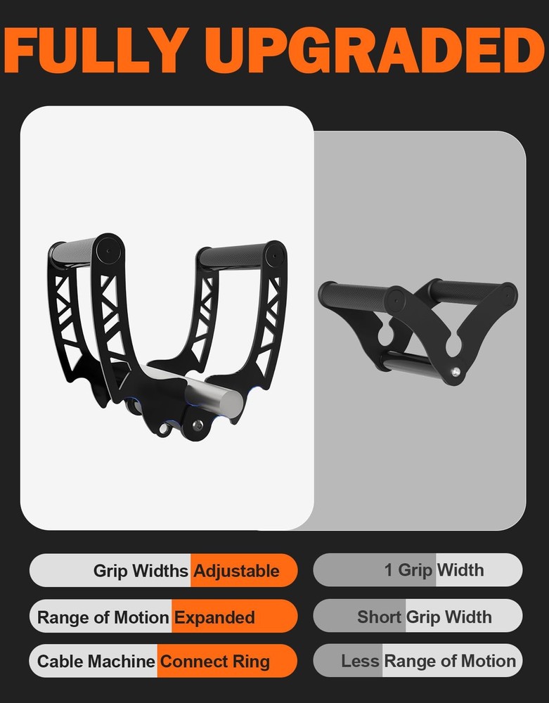 Adjustable Width T Bar Row Handle,Landmine Attachment for Barbell,U Clips Gym...