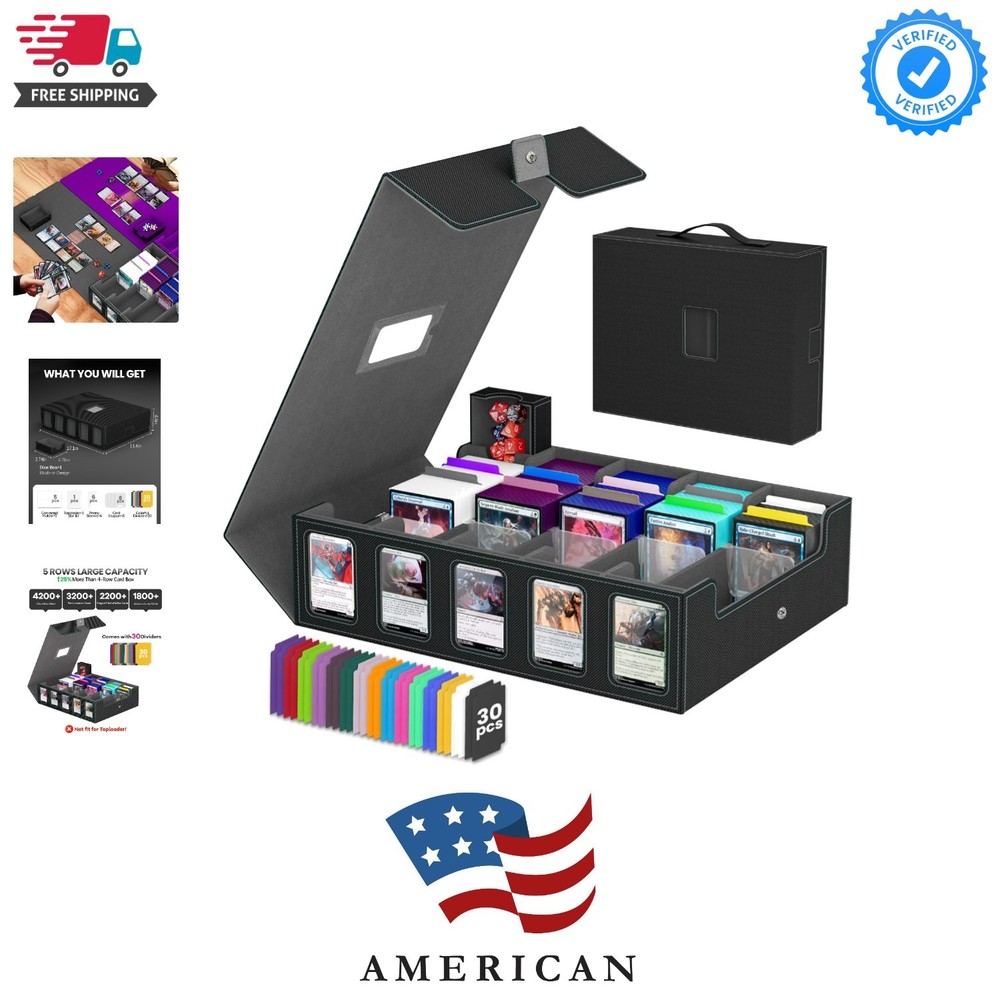 Trading Card Storage Box , 5-Row Card Case with Commander Display & Portable ...