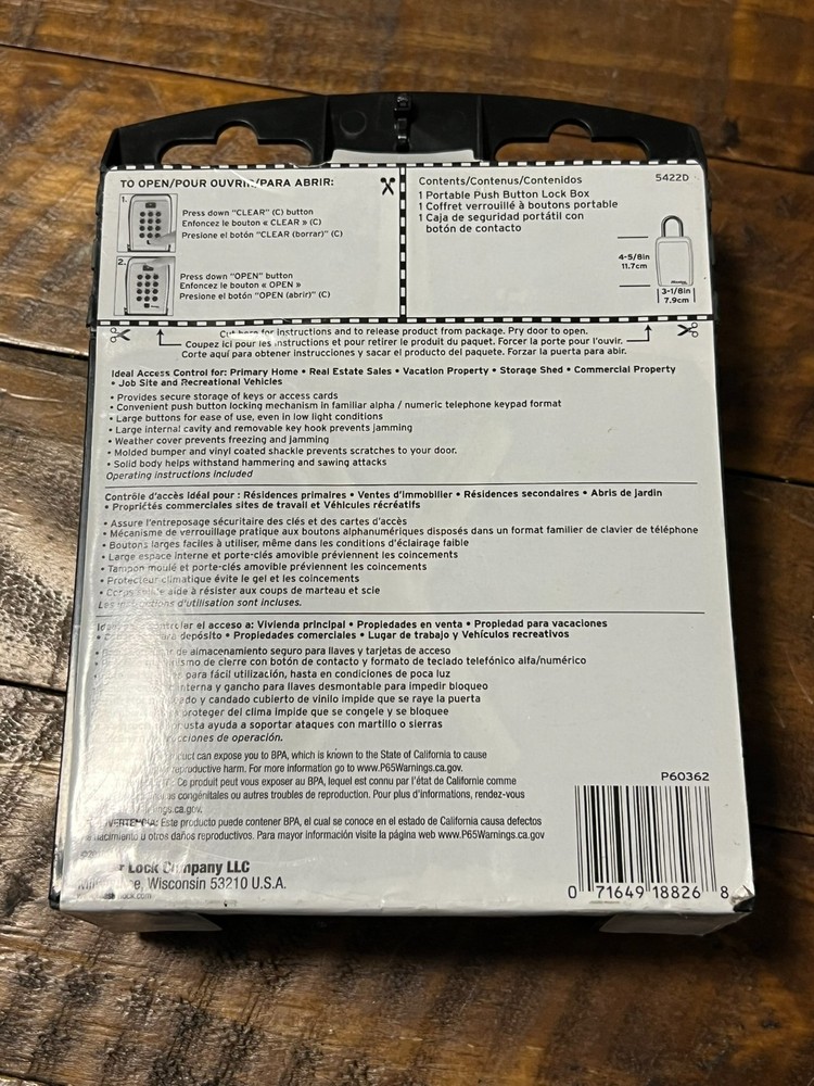 Master Lock SafeSpace Push Button Lock Box Portable Key Safe New Open Box