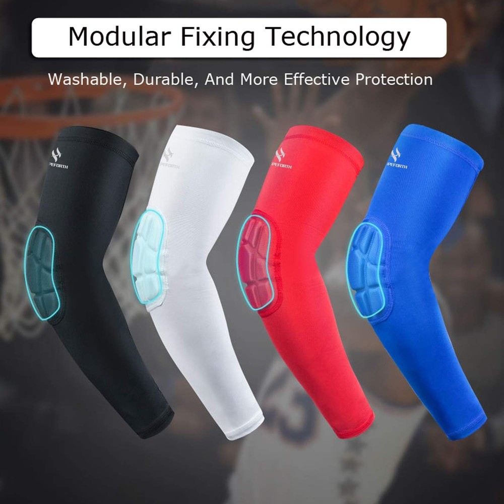 2PCS Padded Elbow Sleeves Compression Arm Protective Support Red Elbow Pad