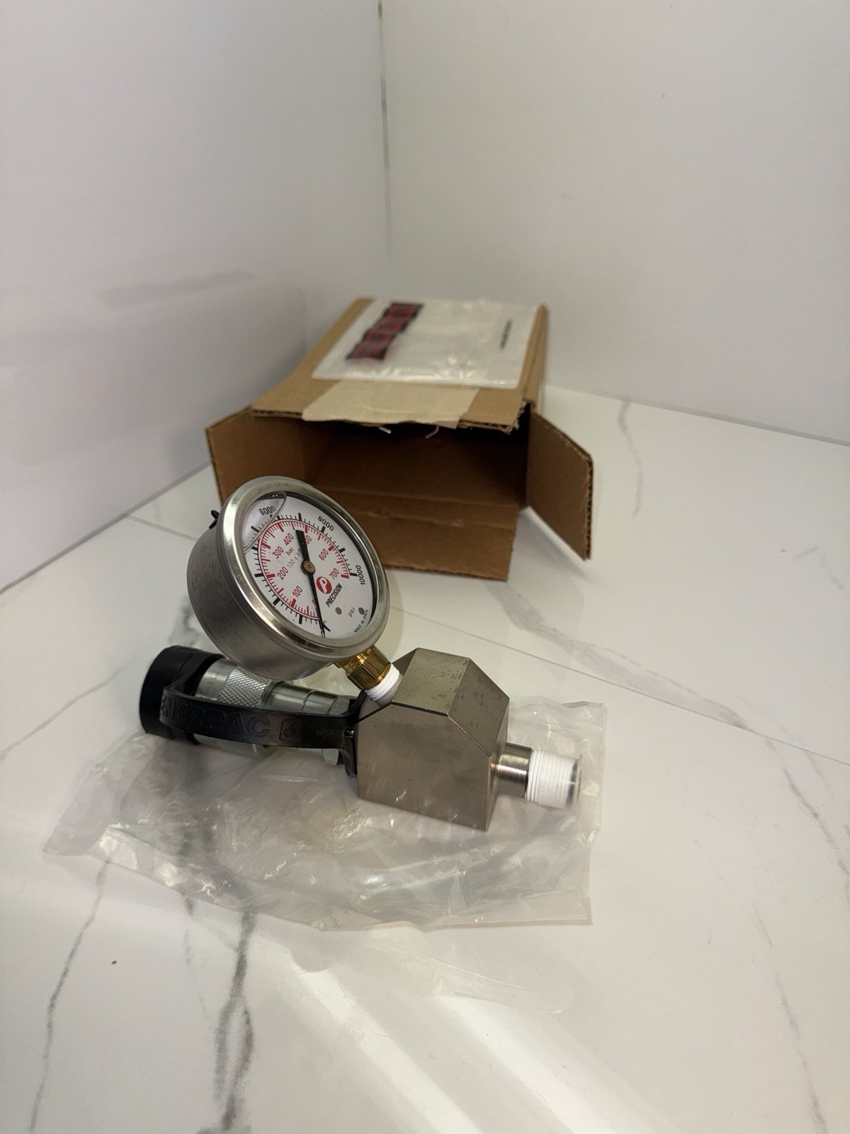 RokSolid/ Enerpac GA45GC Style Gauge Adaptor Assembly 0-10,000 PSI Gauge CR400