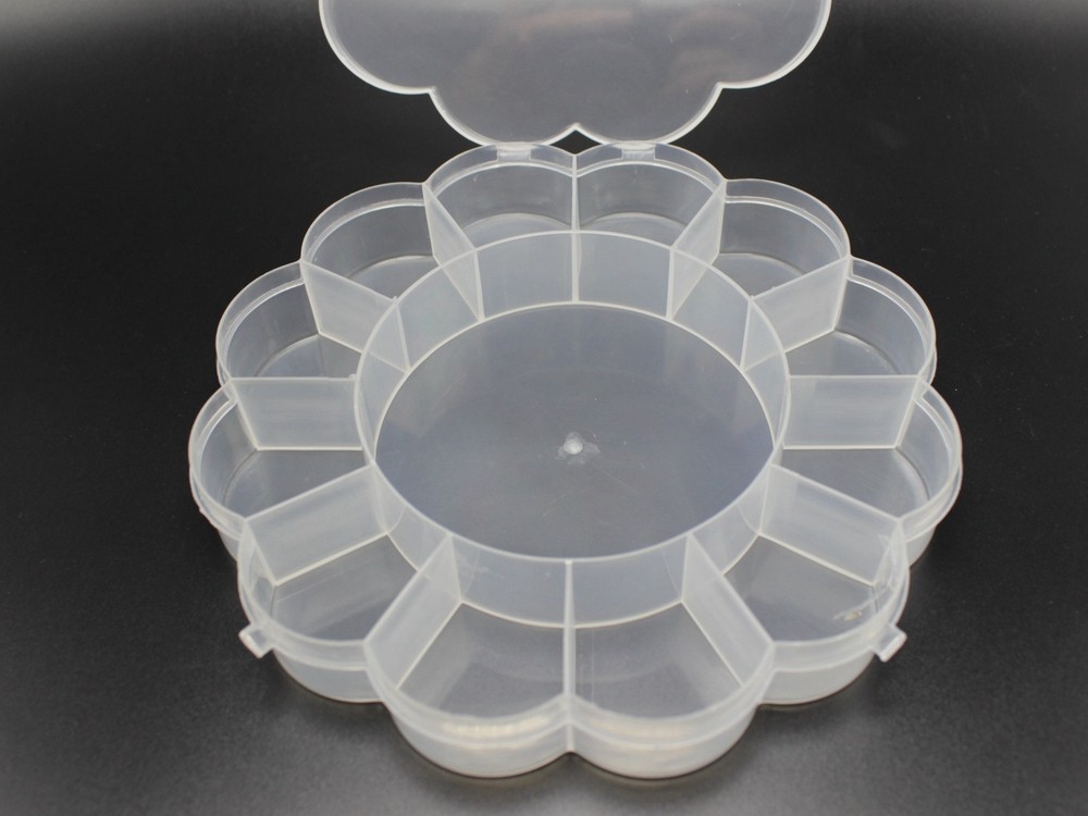 Clear Plastic Flower Box Case 13 compartments Beads Display Storage Container