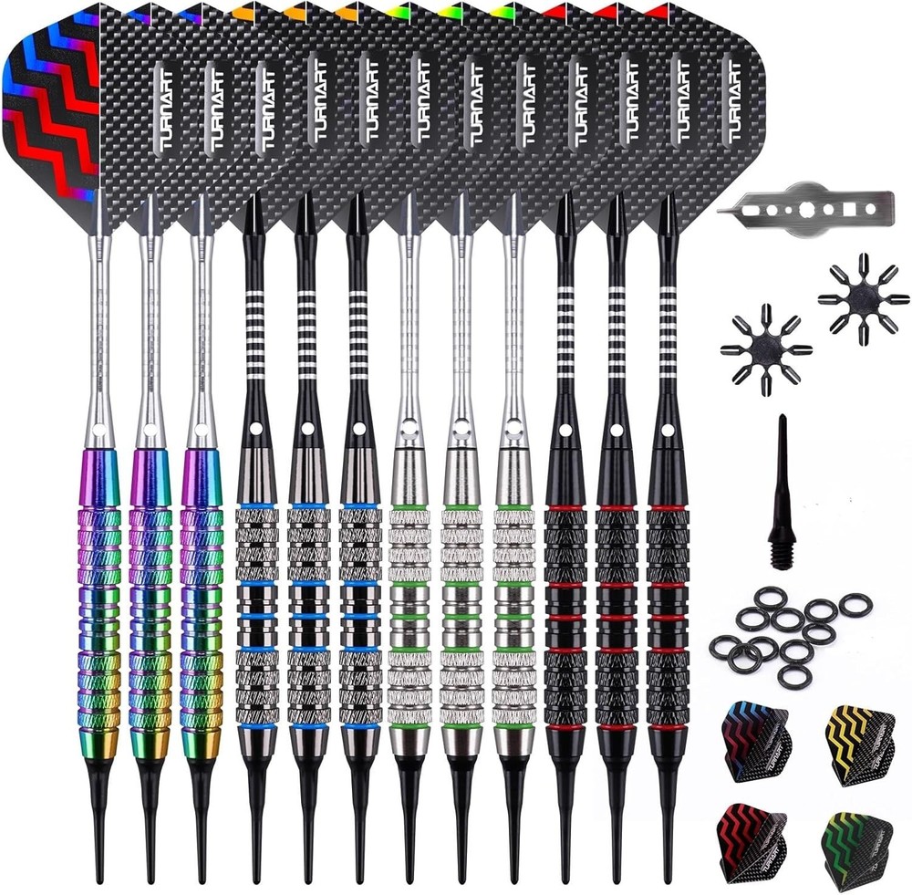 Professional Soft Tip Darts Set 12 Pack 18g for Electronic Dartboard w/ 50 Tips
