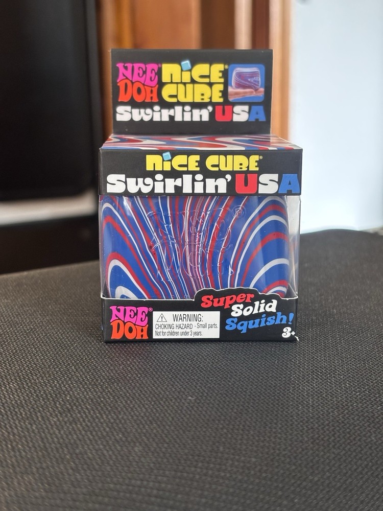 Nee Doh Nice Cube Swirlin' USA Super Solid Squish Sensory Toy