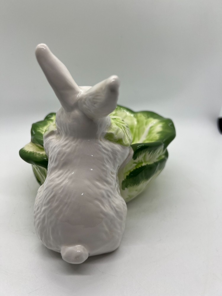 Department 56 EASTER Bunny Rabbit Cabbage Dish SPRING GREEN dept easter
