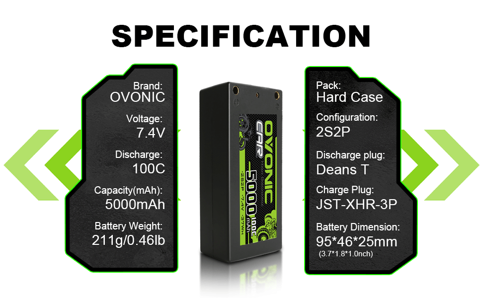 Ovonic 5000mAh 2S 7.4V Shorty LiPo battery 100C for Electric Race Buggy / F110