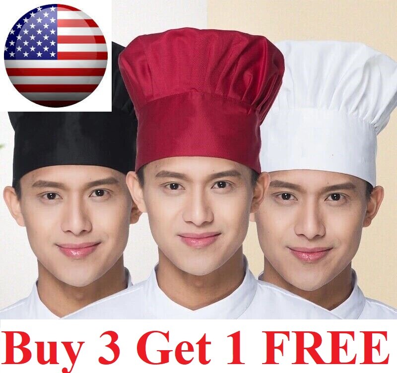 Adjustable Professional Chefs Catering Hat Men Cap Cook Food Prep Kitchen Round