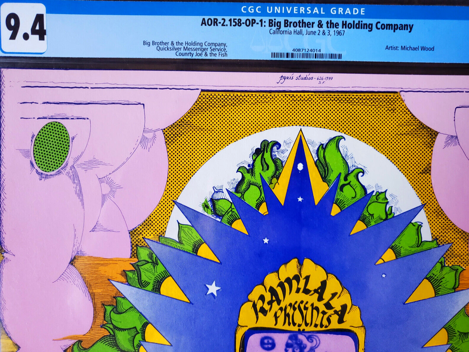 NM CGC Graded 9.4 AOR 2.158 Big Brother Janis Joplin 1967 California Hall Poster