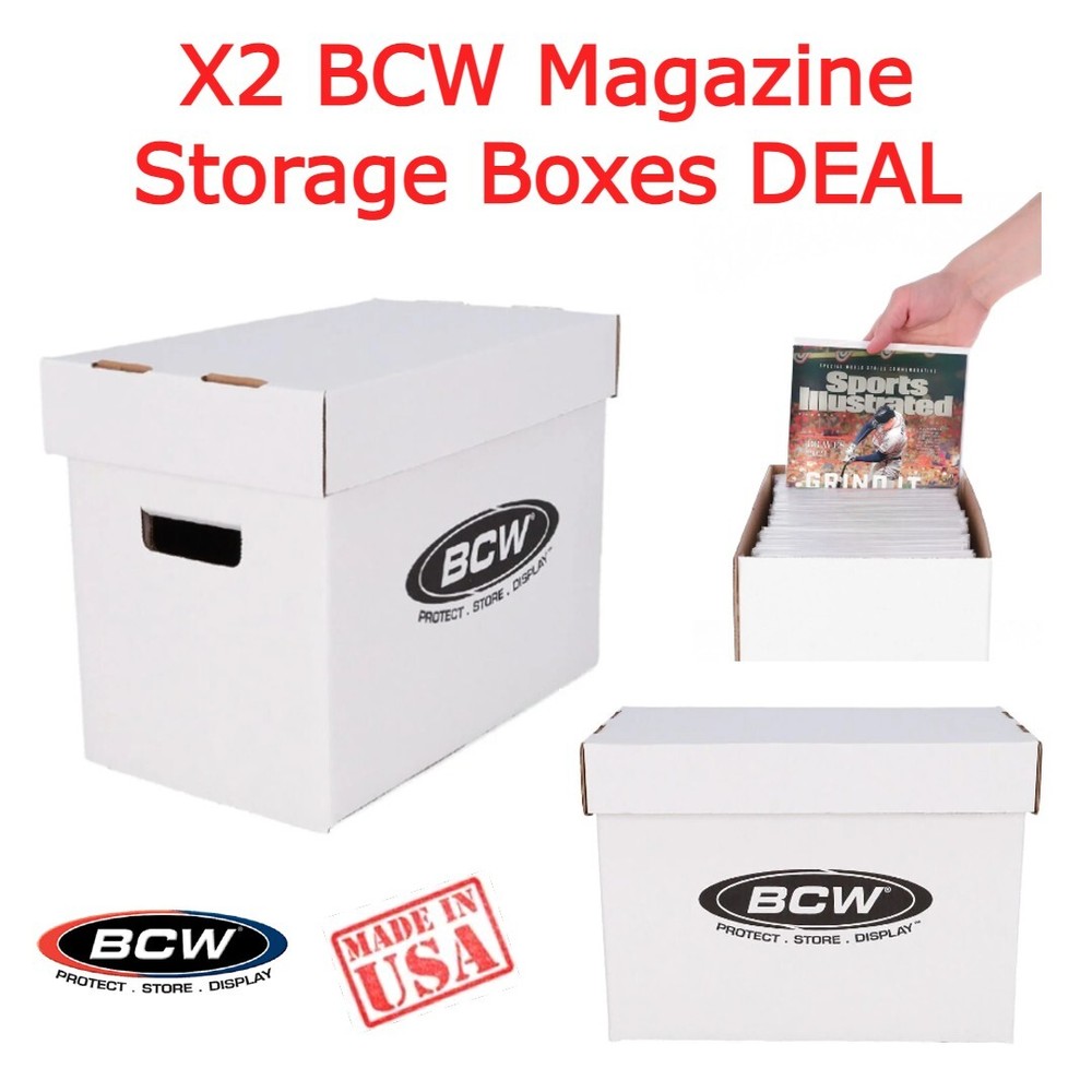 2 BCW High Quality Magazine Storage Thick & Stackable White Cardboard Boxes NEW