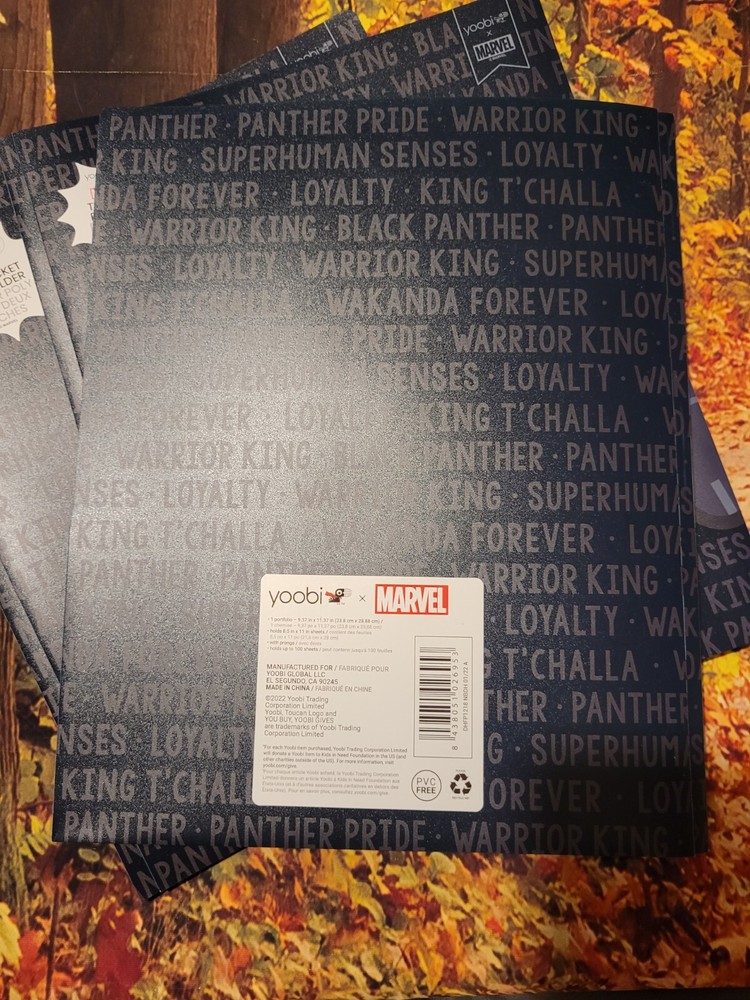 Marvel Black Panther 2 Pocket Poly Folder 3 Count New