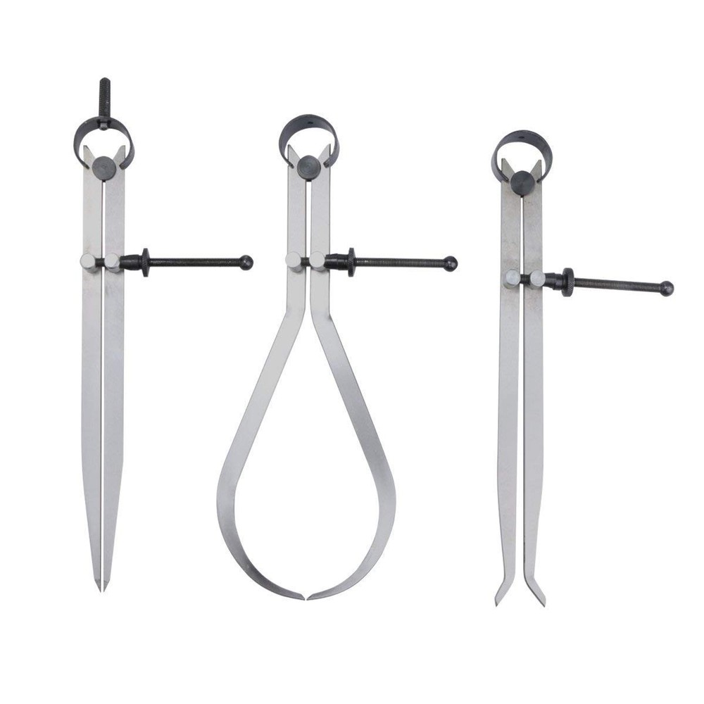 Spring Inside Outside Divider Caliper Set Measures 8 inch Machinist Tools 3-P...