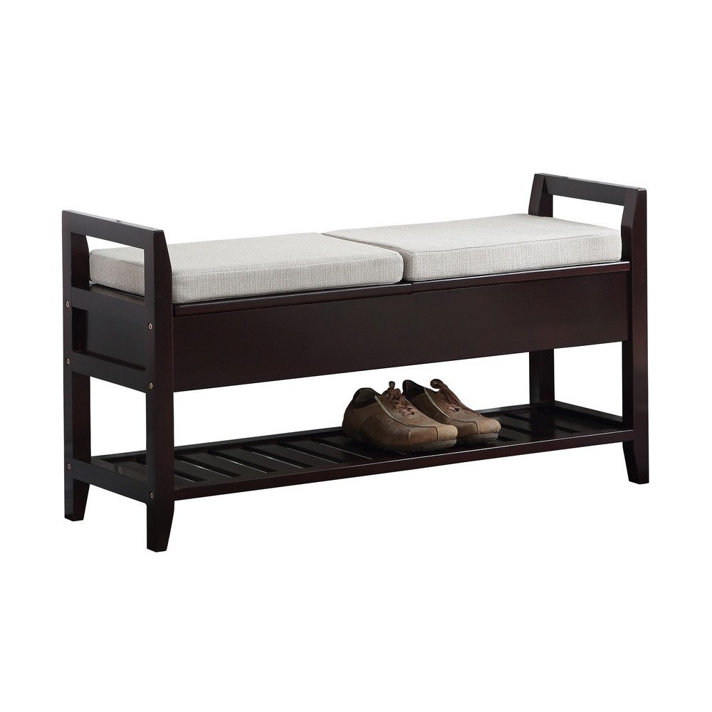 Storage Shoe Bench with Cushioned Seat, Entryway Organizer Bench