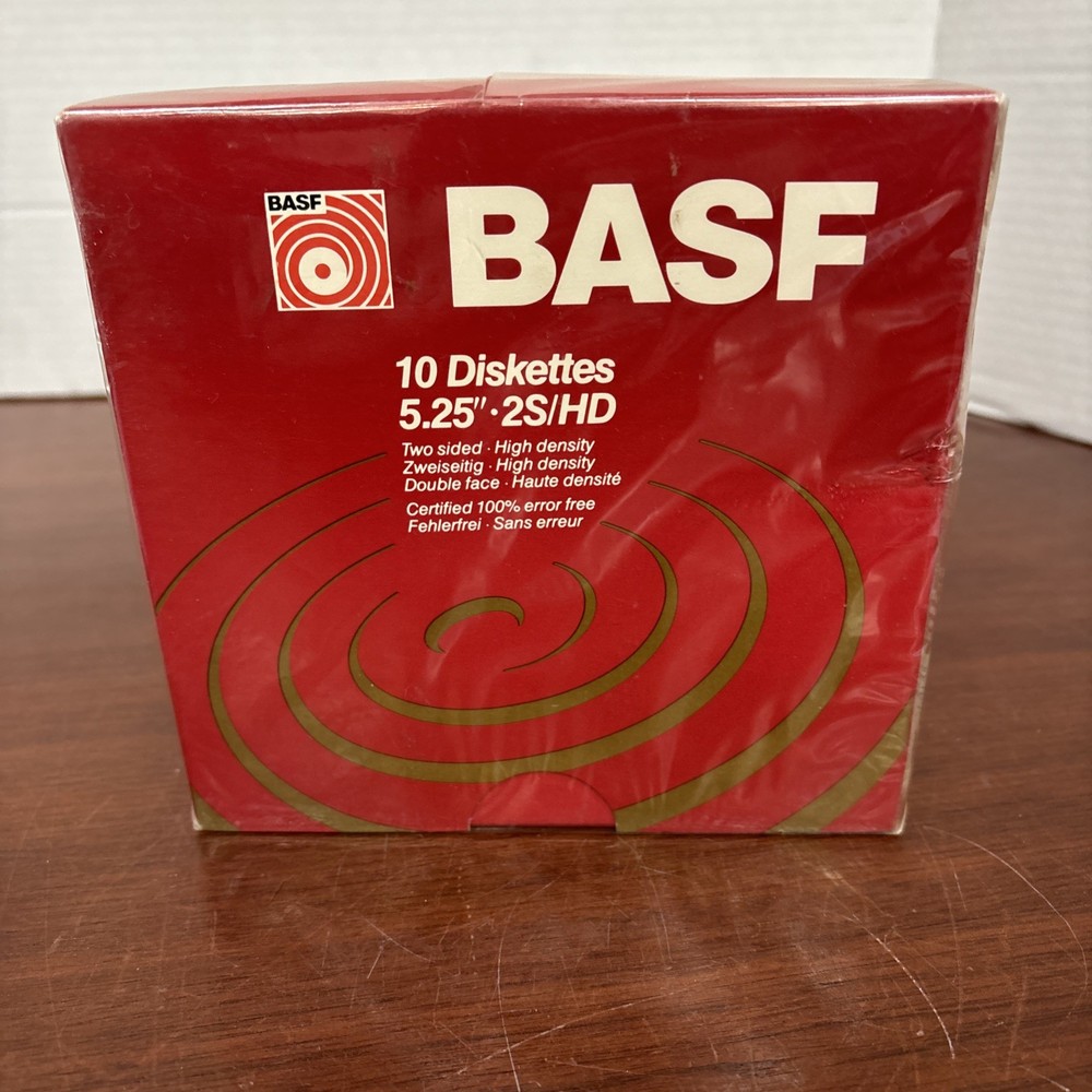 BASF 10 Diskettes 5.25" 2S/HD Two-Sided High Density Floppy Disks***Sealed