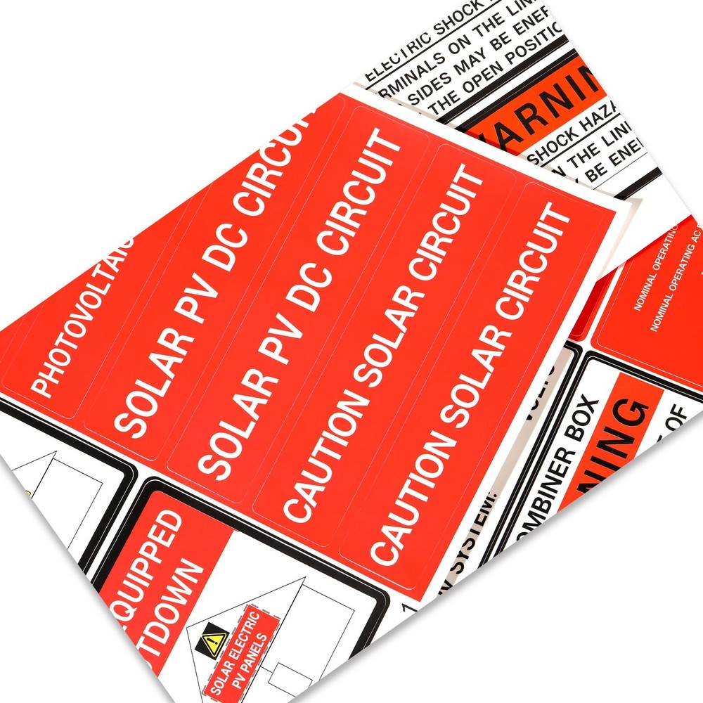 Photovoltaic Solar System Installer Label Kit | 2020 | 2017 Code medium, Red