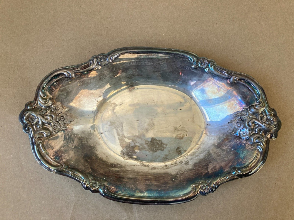 International Deep Silver Two Party Set Tray & Spoon Elegant Orleans Pattern