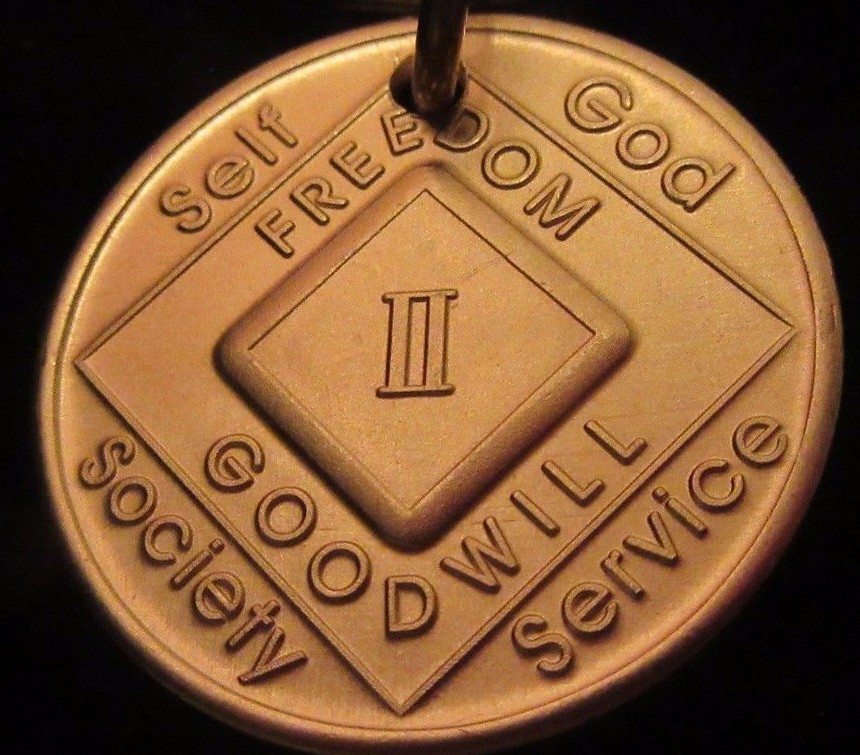 Narcotics Anonymous NA key tag 2 two year keyring medallion Clean