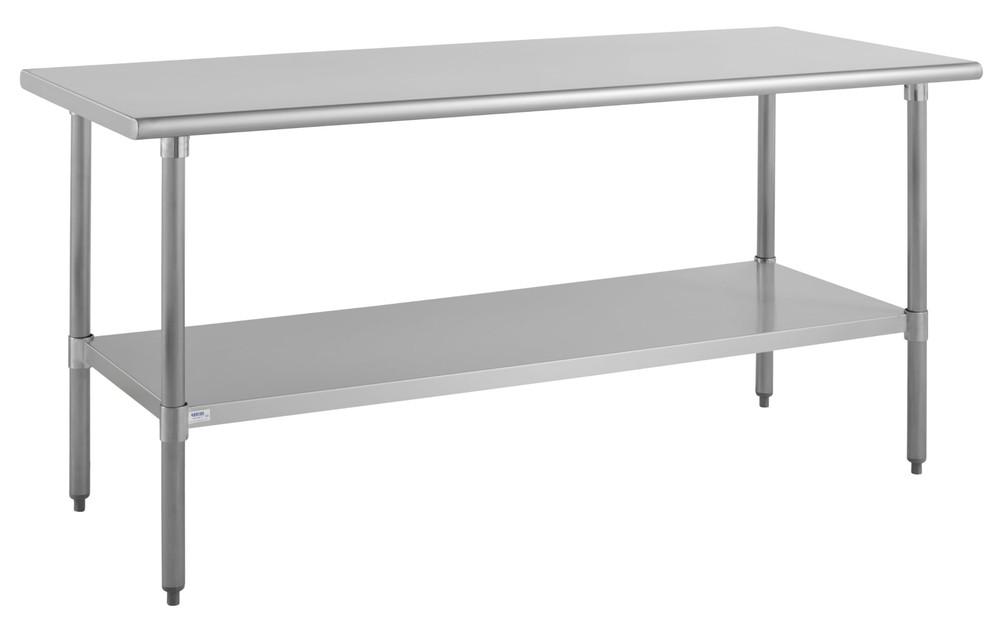 Kratos Stainless Steel Kitchen Prep Table 72"x24" with Undershelf, NSF Worktable