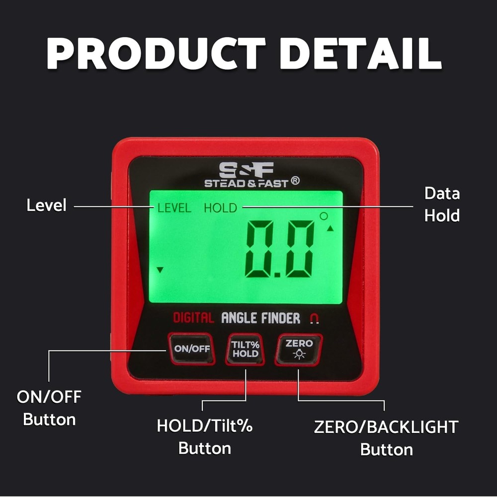 High Precision Digital Angle Finder with Magnetic Base for Woodworking Projects