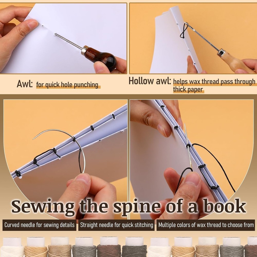 49 Pcs Book Binding Kits for Beginners Hand Bookbinding Tools Bookbinding Sup...