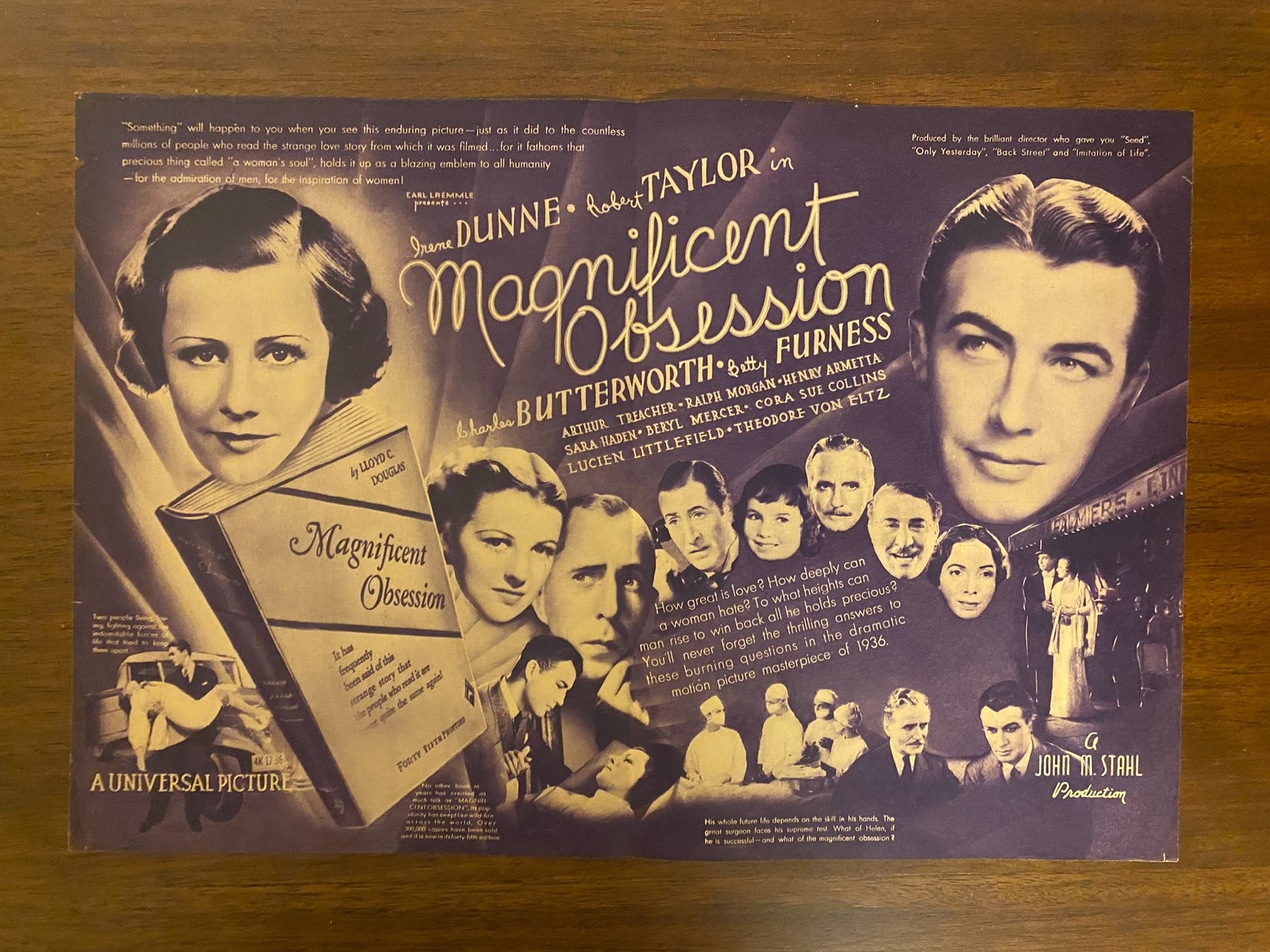 1935 MAGNIFICENT OBSESSION Movie Herald Irene Dunn Robert Taylor Universal VG+