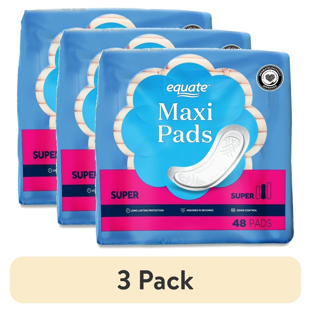 Super Absorbency Maxi Pads, Size 2, 48 Count (3 Pack)